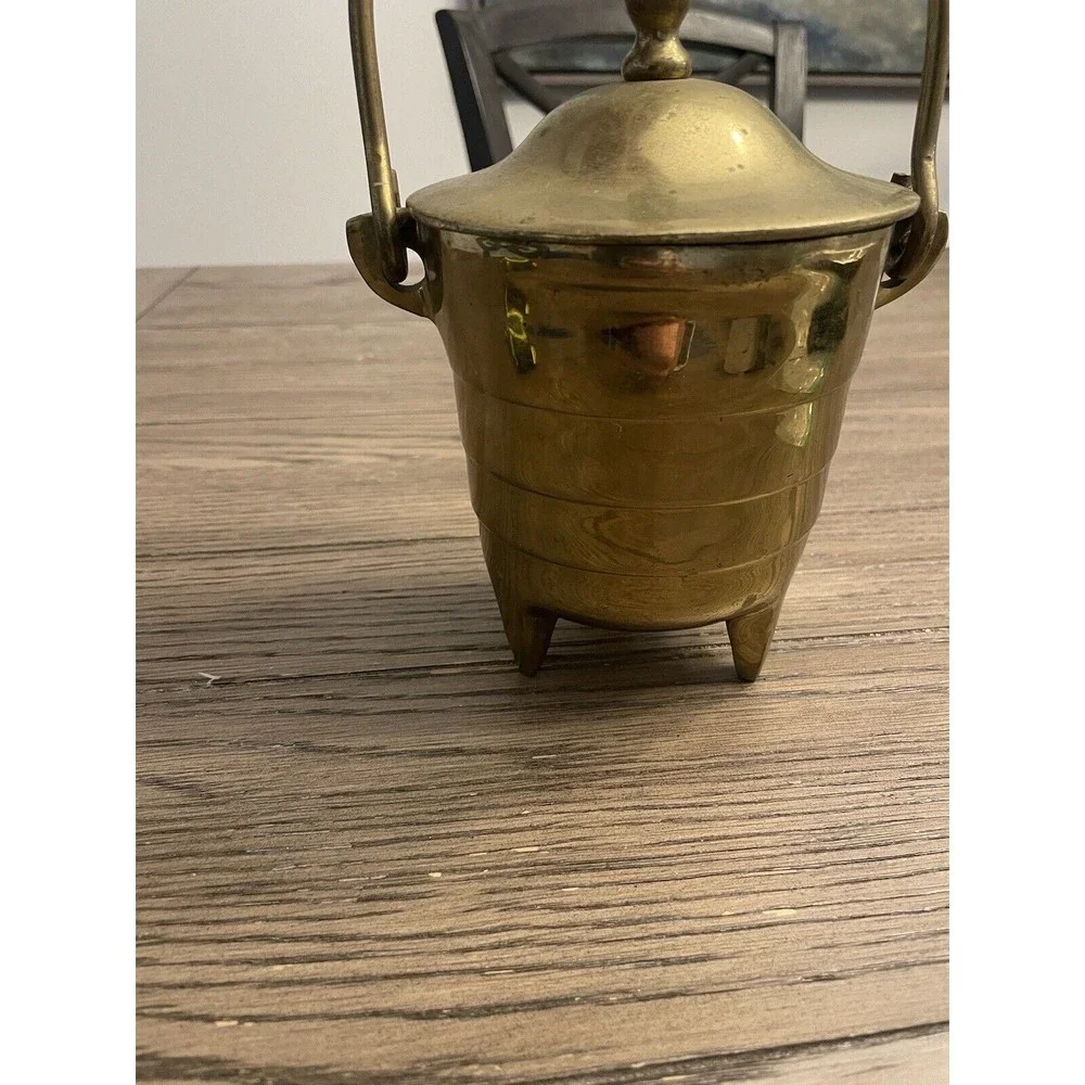 Vintage Heavy Solid Brass FireStarter Kerosene Smudge Pot
